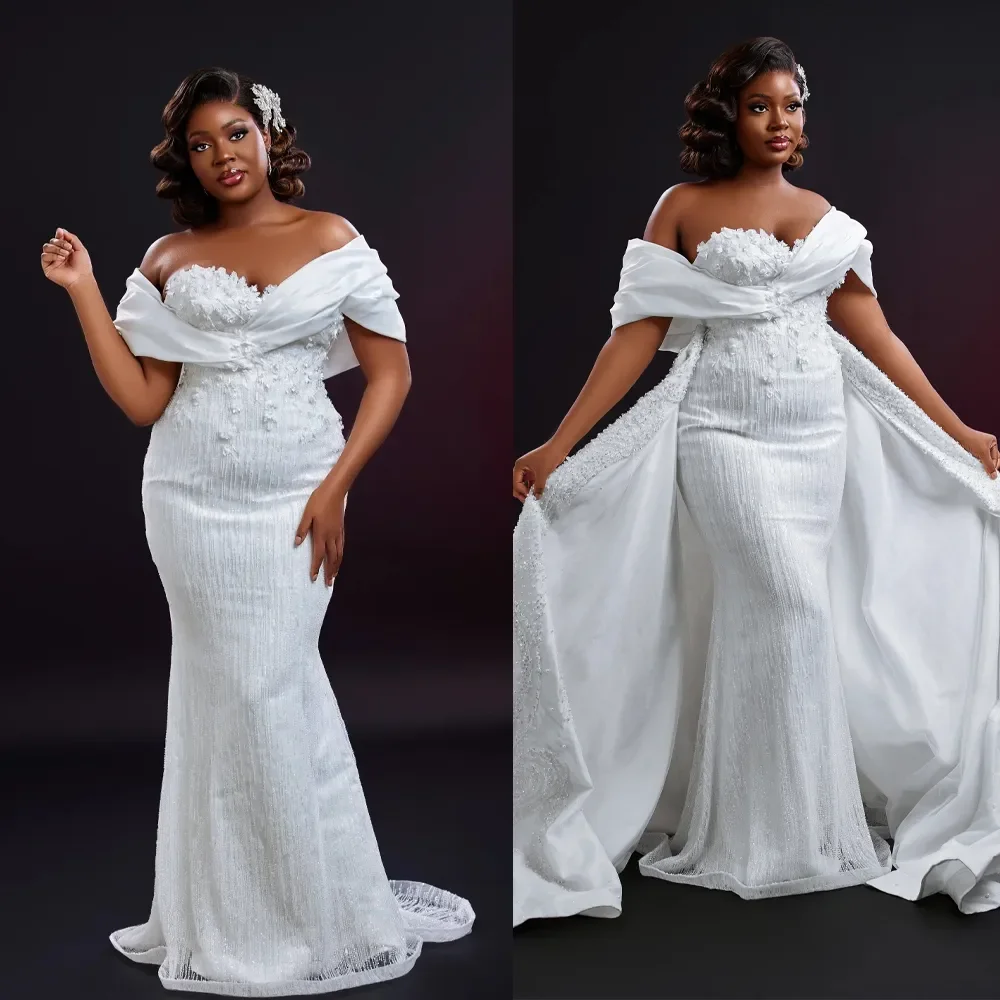 Customized Off the Shoulder Shinny Beads Appliques Wedding Dress with Removable Skirt Vestidos De Novia  Charming  Bridal Gown