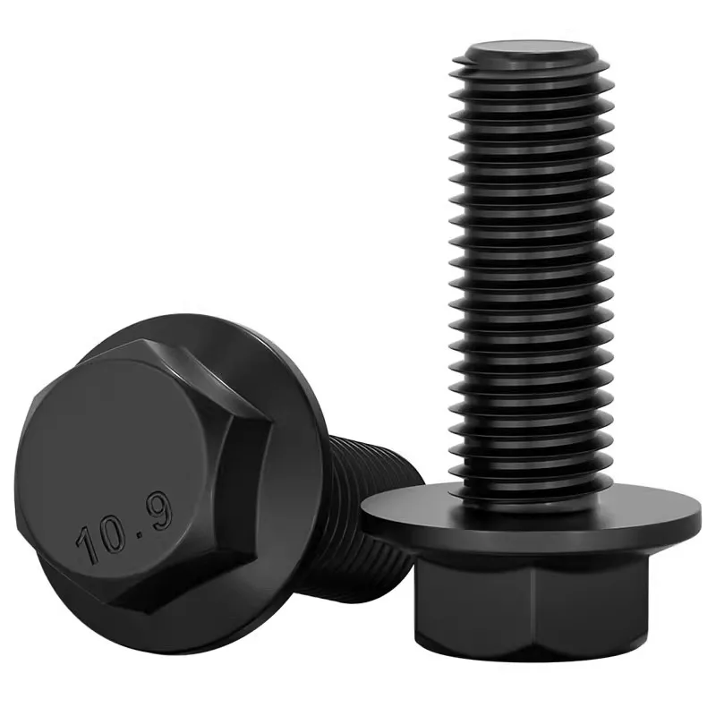 10Pcs Flange Hex Head Bolts Screws 10.9 Grade M6 M8 Hexagon Flange Bolts for Machinery Automotive Motocycle Car Replacements Kit