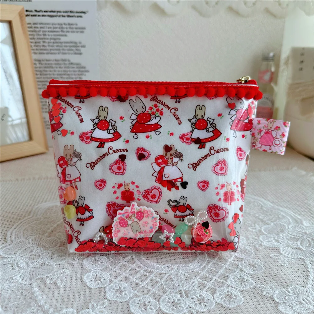 Sanrio Marron Cream Cute Cartoon Floral Handbag Kawaii periferiche Toy Flowing Sand Makeup Bag Adorkable Storage Bag regalo di festa