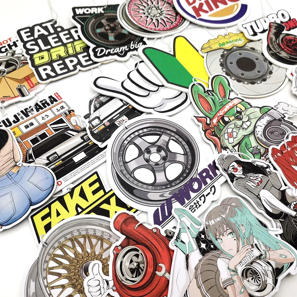 مثير فتاة JDM سيارة معطّر الهواء معلقة مرآة الرؤية الخلفية نكهة العطور توربو قرص فرامل تعديل الثقافة الصلبة ورقة الملحقات #2