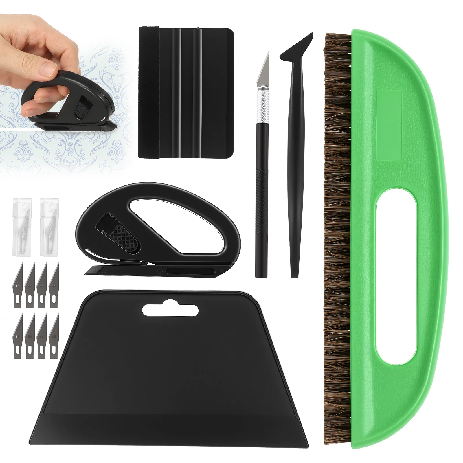 kit-de-ferramentas-para-alisar-papel-de-parede-e-aplicacao-de-vinil-automotivo-com-espatula-de-feltro-escova-para-papel-de-parede-cortador-e-laminas-de-reposicao