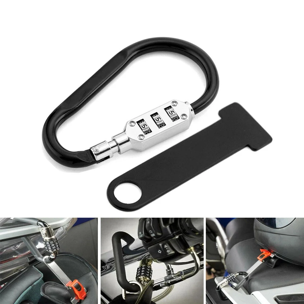 Motorcycle Helmet Lock Buckle Scooter Anti-Theft Open Face Helmet Lock Fastener + T-Bar For Racing Motorbike Bike Password Lock