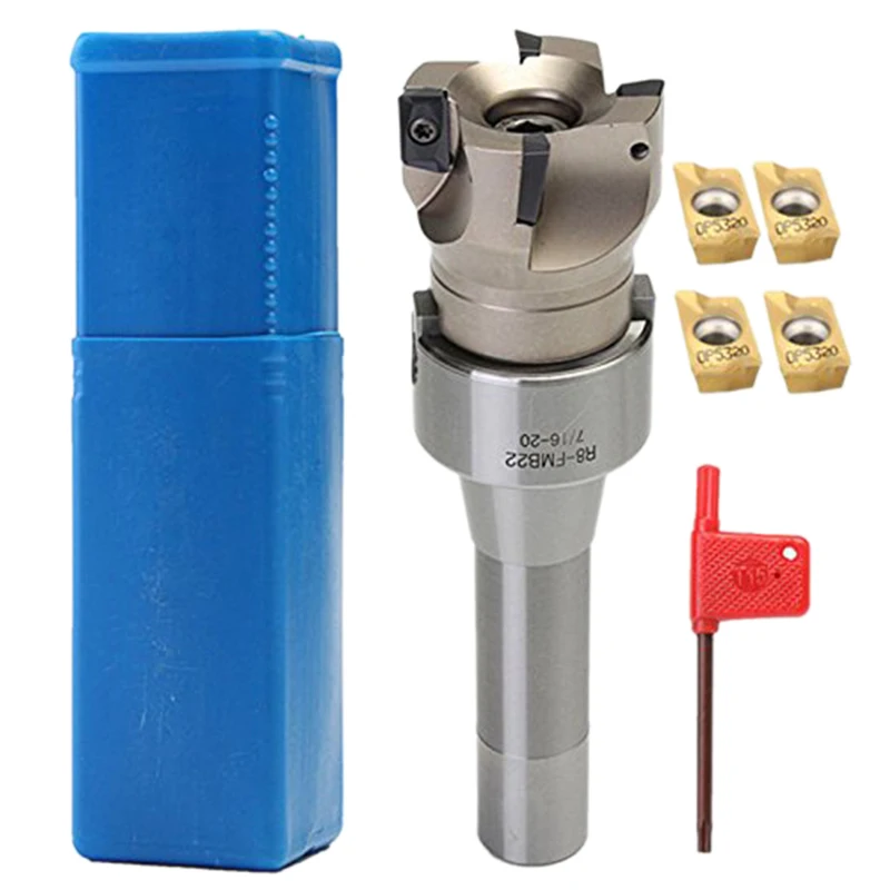 R8 Fmb22 Arbor 400R 50Mm Face End Mill Shell Cutter +4X Apmt1604 Carbide Inserts-AT64