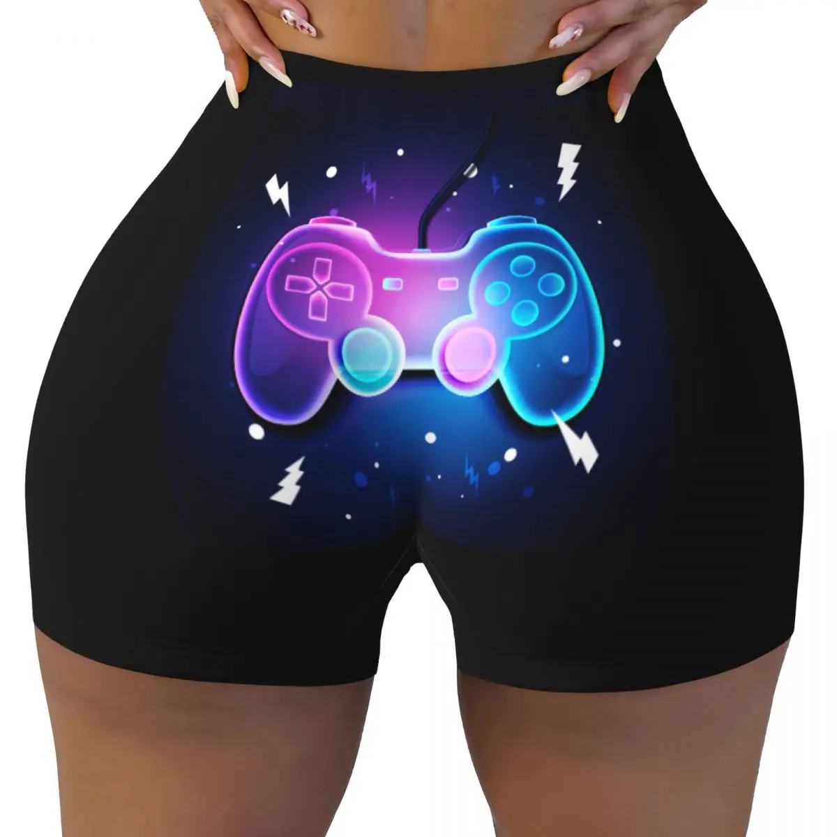 Custom Gamer Gaming Controller Gym Volleyball Biker Shorts Women Geek Gaming Controller Workout Yoga Shorts