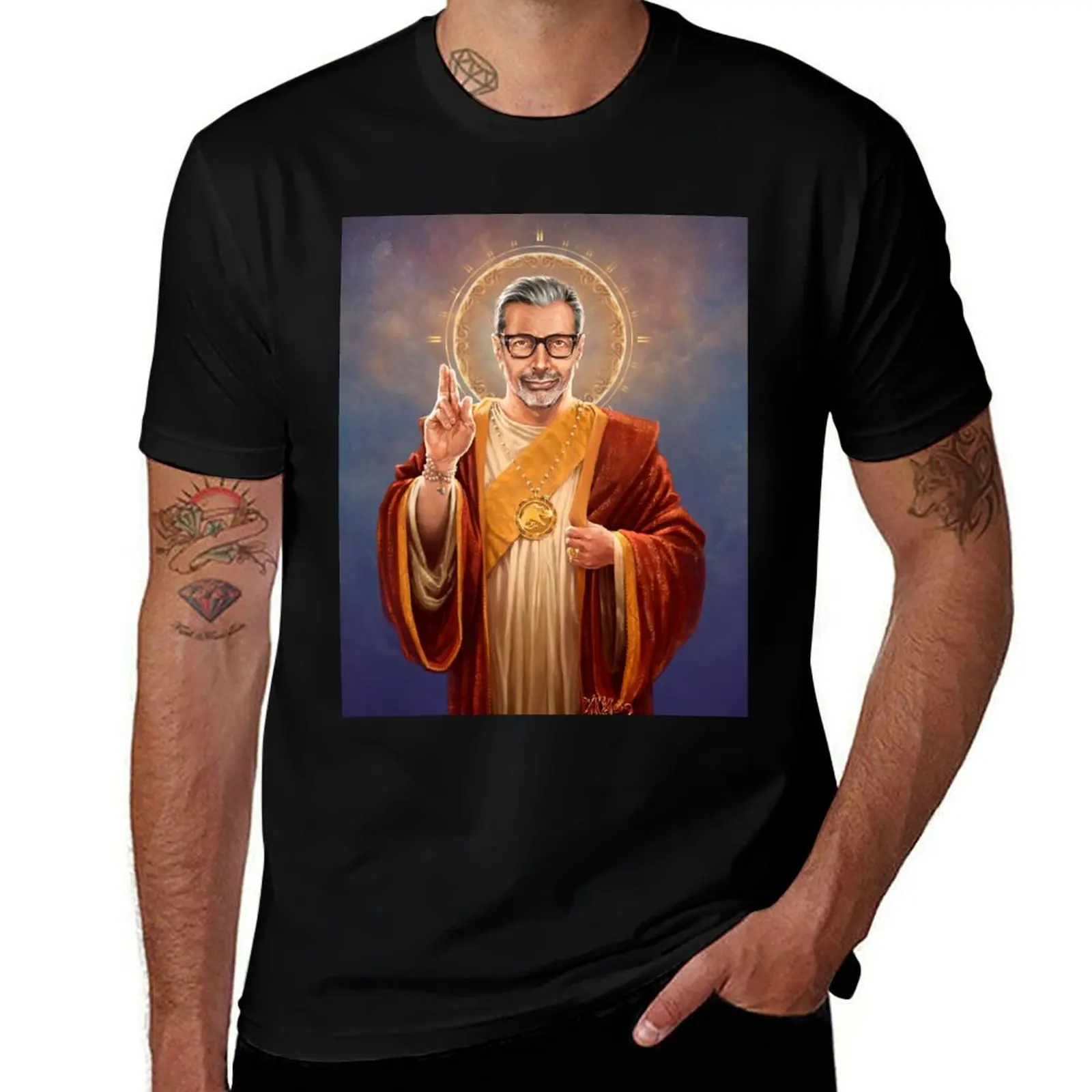 

Saint Jeff of Goldblum - Jeff Goldblum Original Religious Painting T-Shirt man t shirt summer man t shirt luxury T-Shirt
