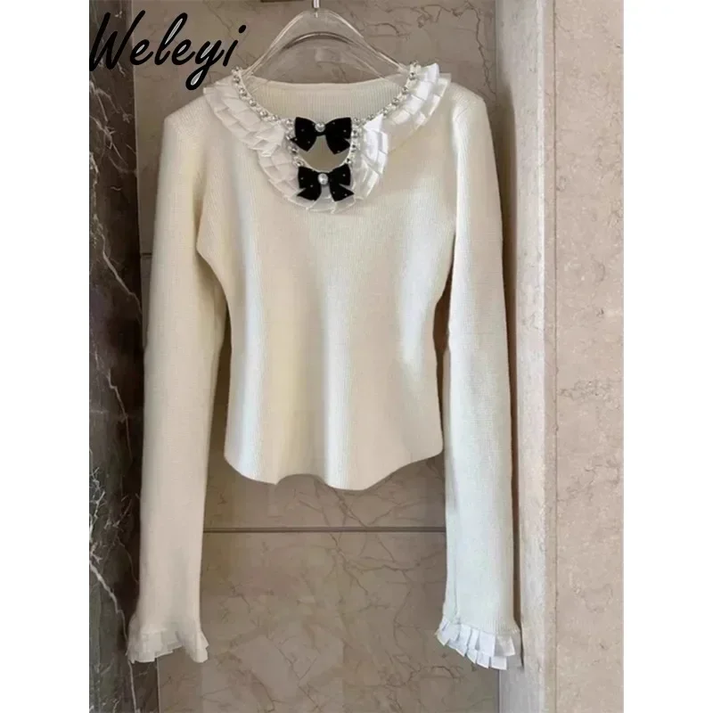 

Plus Size Lace Collar Blouses for Women 2024 Spring and Autumn French Fashion All Match White Long Sleeved Bottoming Shirt Tops