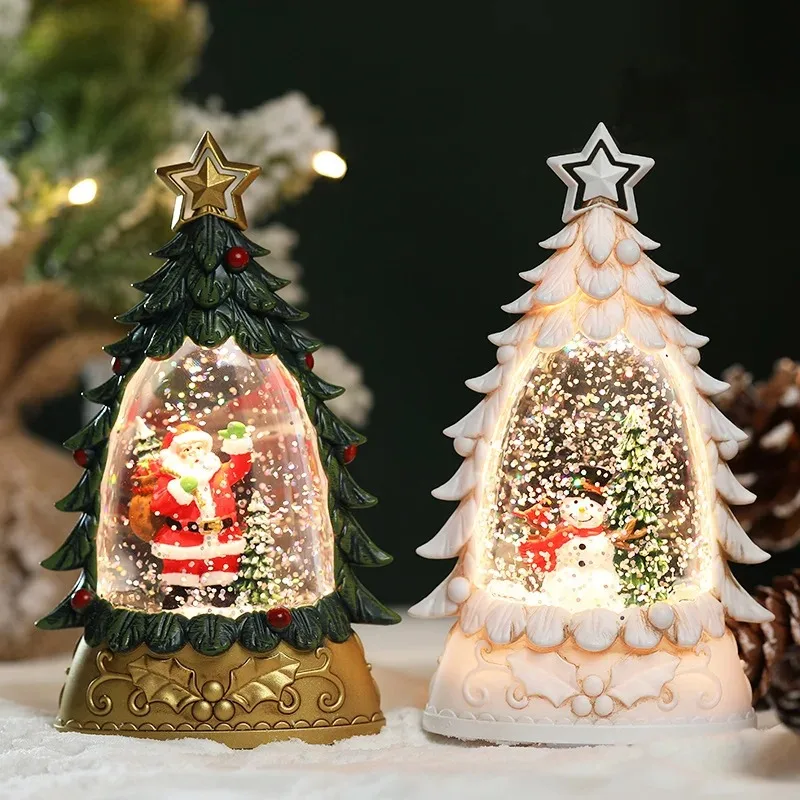 Рождественская музыкальная шкатулка, хрустальный шар, музыкальные украшения, Санта-Клаус, снеговик, Рождественские елочные украшения, рождественский подарок