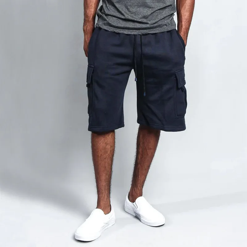 Cargo Shorts Men Solid Shorts Spliced  Pockets Knee Length Drawstring Shorts Loose Fit Mid Waist Summer Casual Sports 2025 - Image 3
