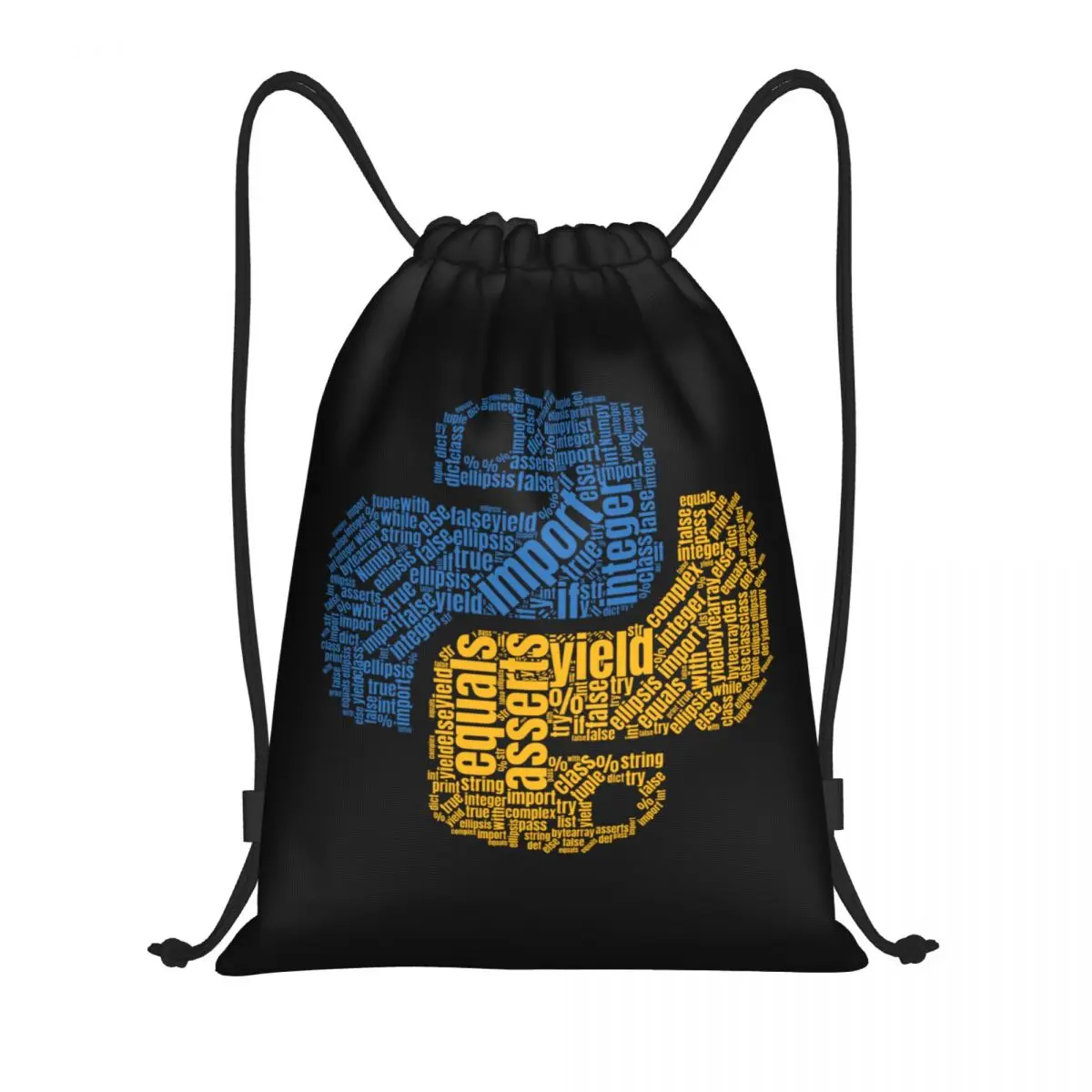 Python Logo Wordcloud For Programmers T-Shirt Drawstring Backpack Bags  Lightweight Developer Coder Gym Sports Sackpack Sacks