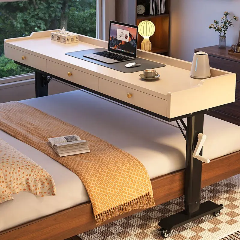 

Solid wood cross bed table removable lifting computer table