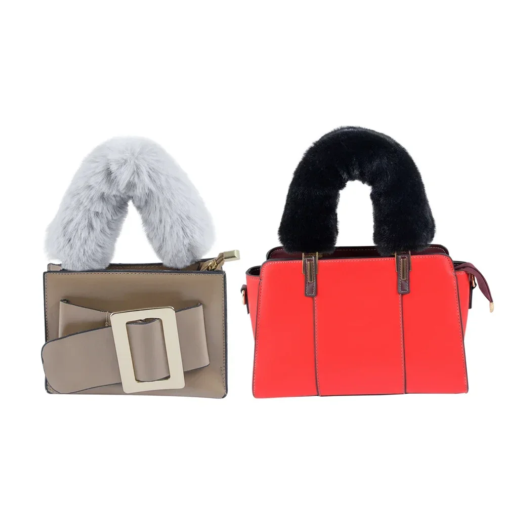 Tanqu 1 Pc Universal Fur Furry Loop Fastener Cable Cover for Leather Handles for Obag Women Shoulder Handbag