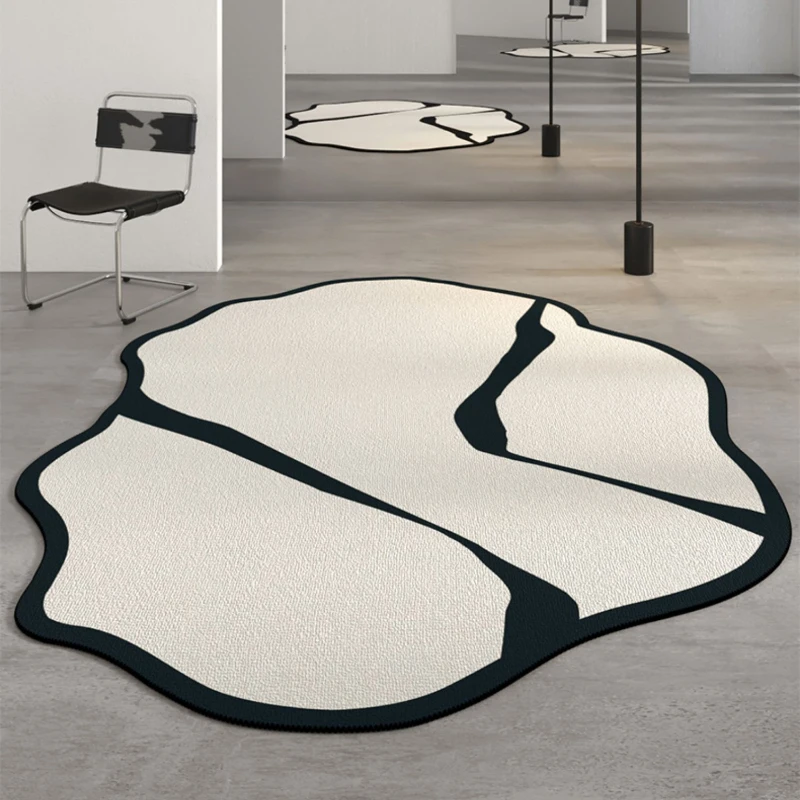 Minimalist Living Room Simple Carpet Irregular Bedroom Bedside Special Shaped Highend Carpets Black White Lines Sofa Nonslip Rug