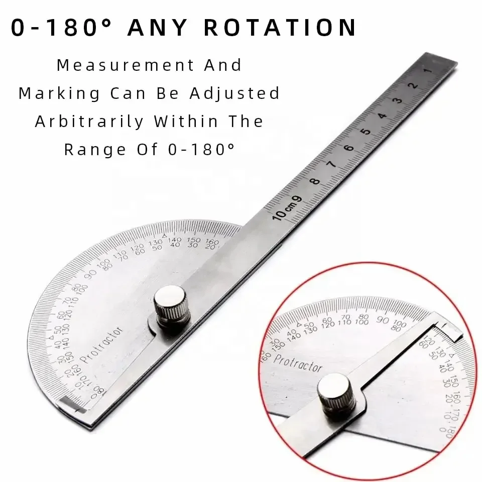 New Protable Protractor Angle Ruler Dividing Gauge Angle Ruler 180 Degree Semi Circular Carpenter Angle Ruler 14cm 1PC