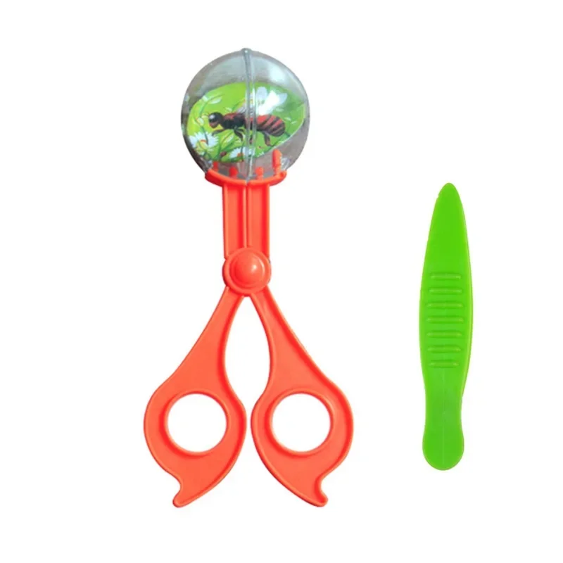 2pcs Kids Bug Catcher Set Portable Scissors Tweezers Clamp for  Biology Child Nature Exploration and Learning Educational Toy