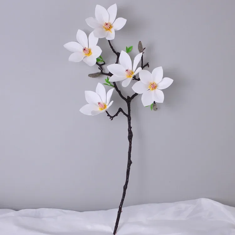 

5Pc/lot 5Heads PU Magnolia Artificial Flowers Marriage Decor Bridal Bouquet Wedding Event Birthday Party Home Decoration Orchids