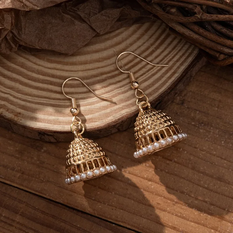 Nouveau ethnique Jhumka bijoux Boho Vintage femmes rétro exotique indien perle gland boucles d'oreilles Brincos Feminino Kolczyki
