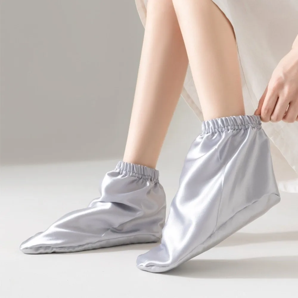 

Глянцевые шелковые носки для сна, мягкие послеродовые носки, свободные чехлы для ног, однотонные ночные носки с кондиционером, время сна