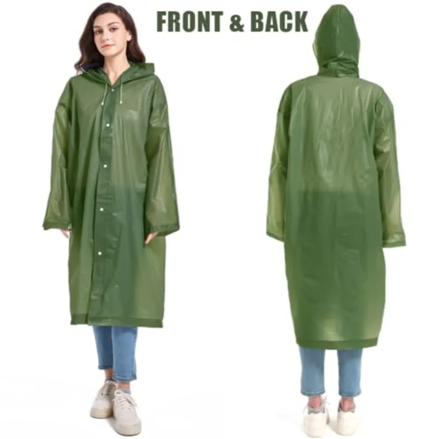 COOY Rain Coats 2 Pack - Reusable EVA Rain Ponchos For Adults Rain Jackets Raincoats For Men Women