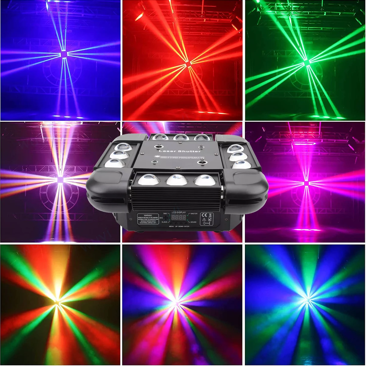 Hot Selling New Product Disco Laser Projector 12Pcs 10W RGBW 3in1 LED Windstorm Moving Head Strobe Rotating Beam Stage Light