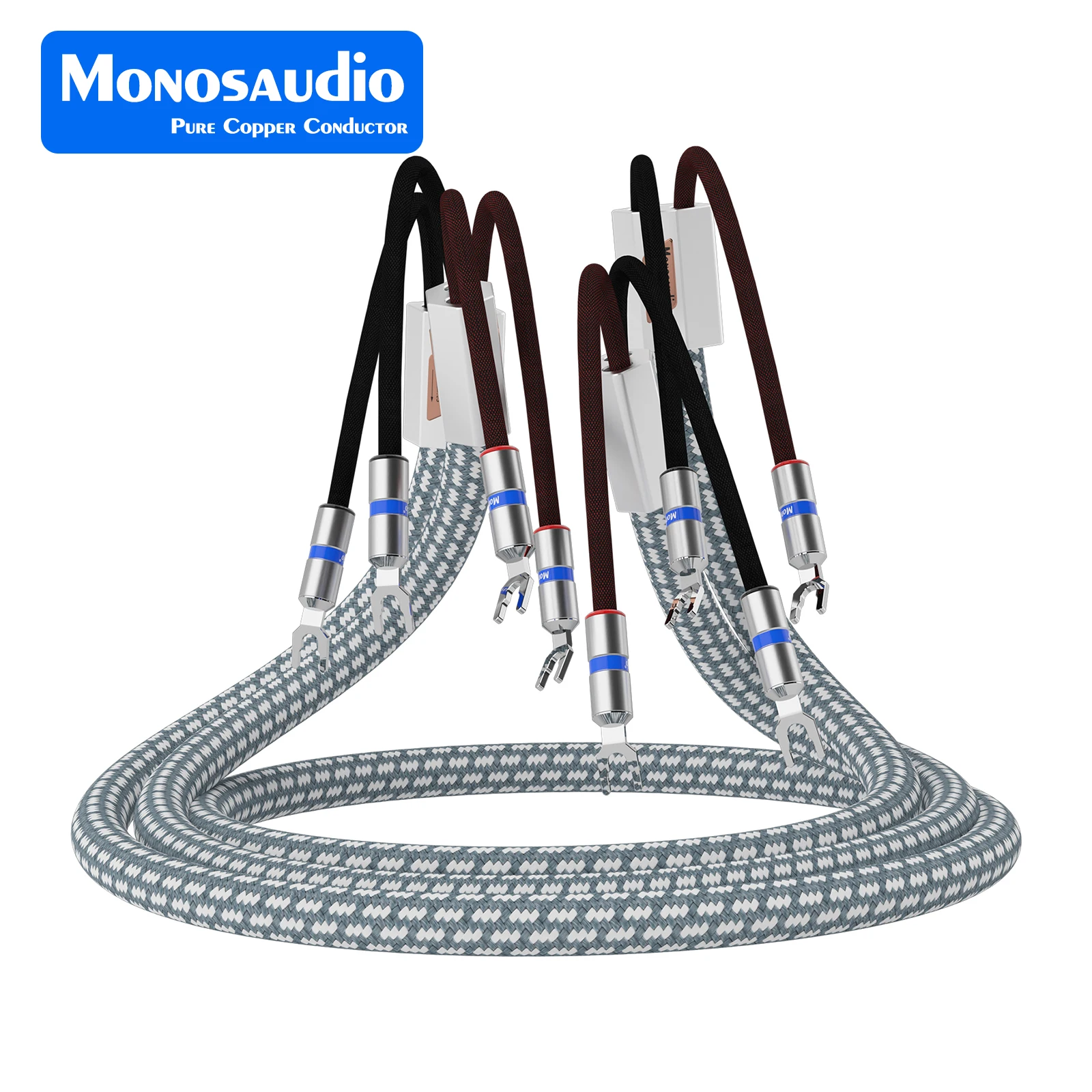 

Pair Monosaudio S802 11AWG Speaker Cable Rhodium Plated Y spade Loudspaker Cable use for Home Cinema High-end Amplifier Line
