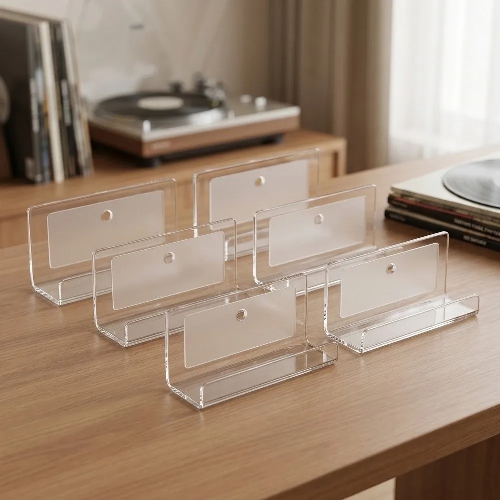 12pcs Transparent Vinyl Record Stand Holder Record Album Cover Shelf Collection Display Rack For Album & CD Organizer