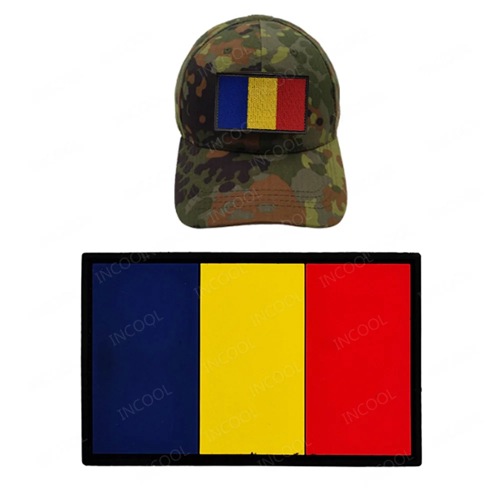 3D PVC Rubber Romania Flag Patches IR Reflective Infrared Romanian Flags Embroidered Patch Armband Badges For Clothing Backpack