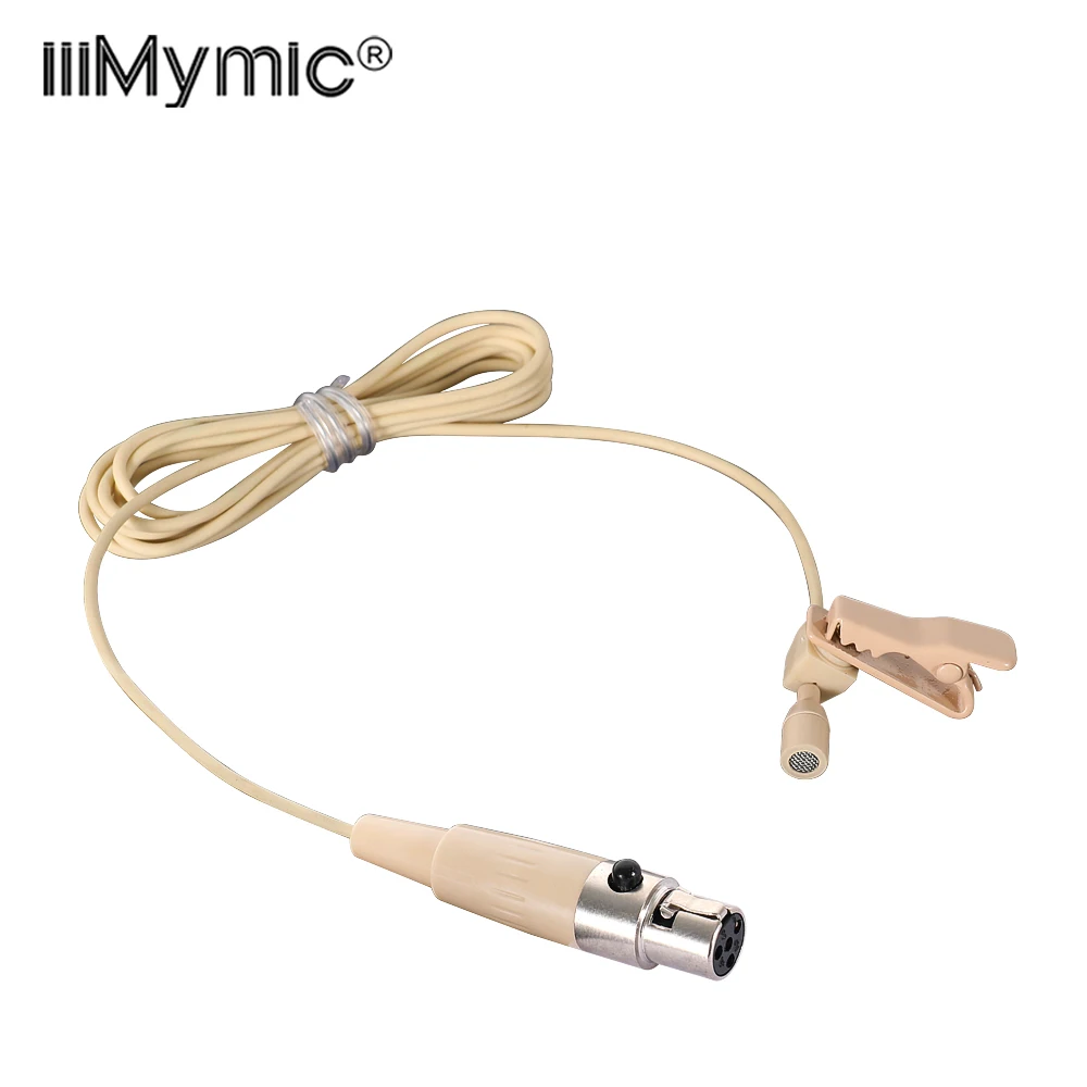 IiiMymic Lavalier Microphone Skin Colour Unidirectional Lapel Mic for Shure Wireless BodyPack Transmitter Clip-On XLR 4PIN TA4F