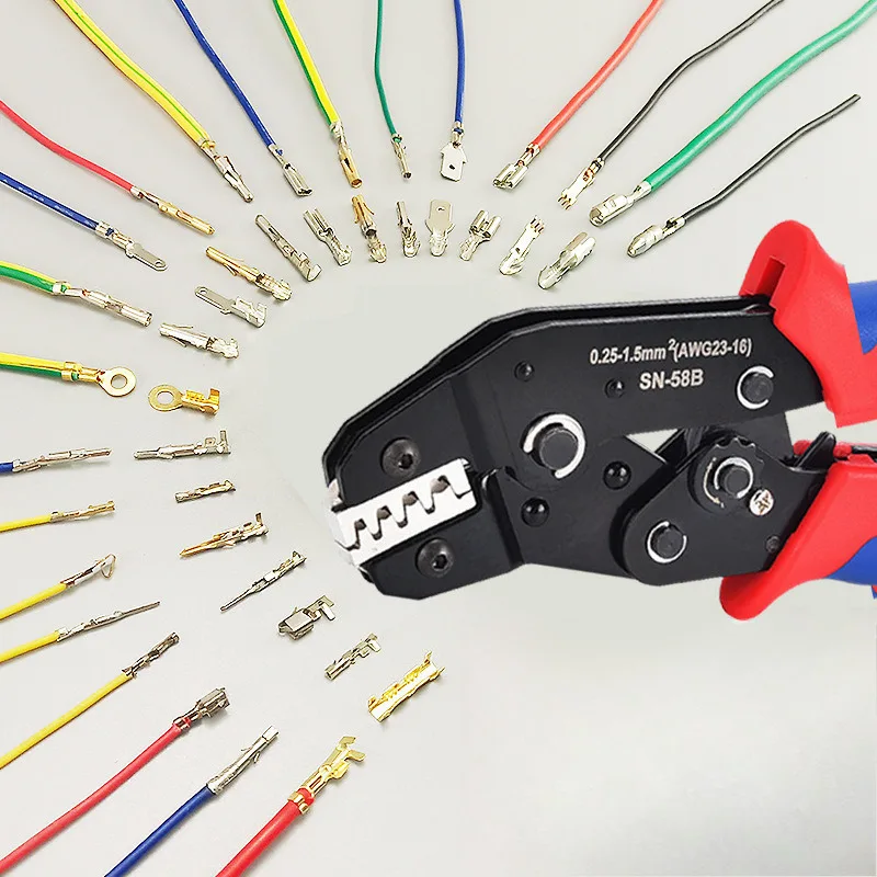Ratchet Crimping Plier SN-58B 0.25-1.5mm² AWG24-16 for Dupont Pins Car Wire Harness Connector