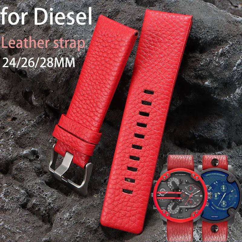 For DieselGenuine Leather Strap Bracele DZ7370 DZ7279 7395 7257 7430 DZ7311 DZ7332 DZ7314 1405 4323Watch Band red 24mm 26mm 28mm