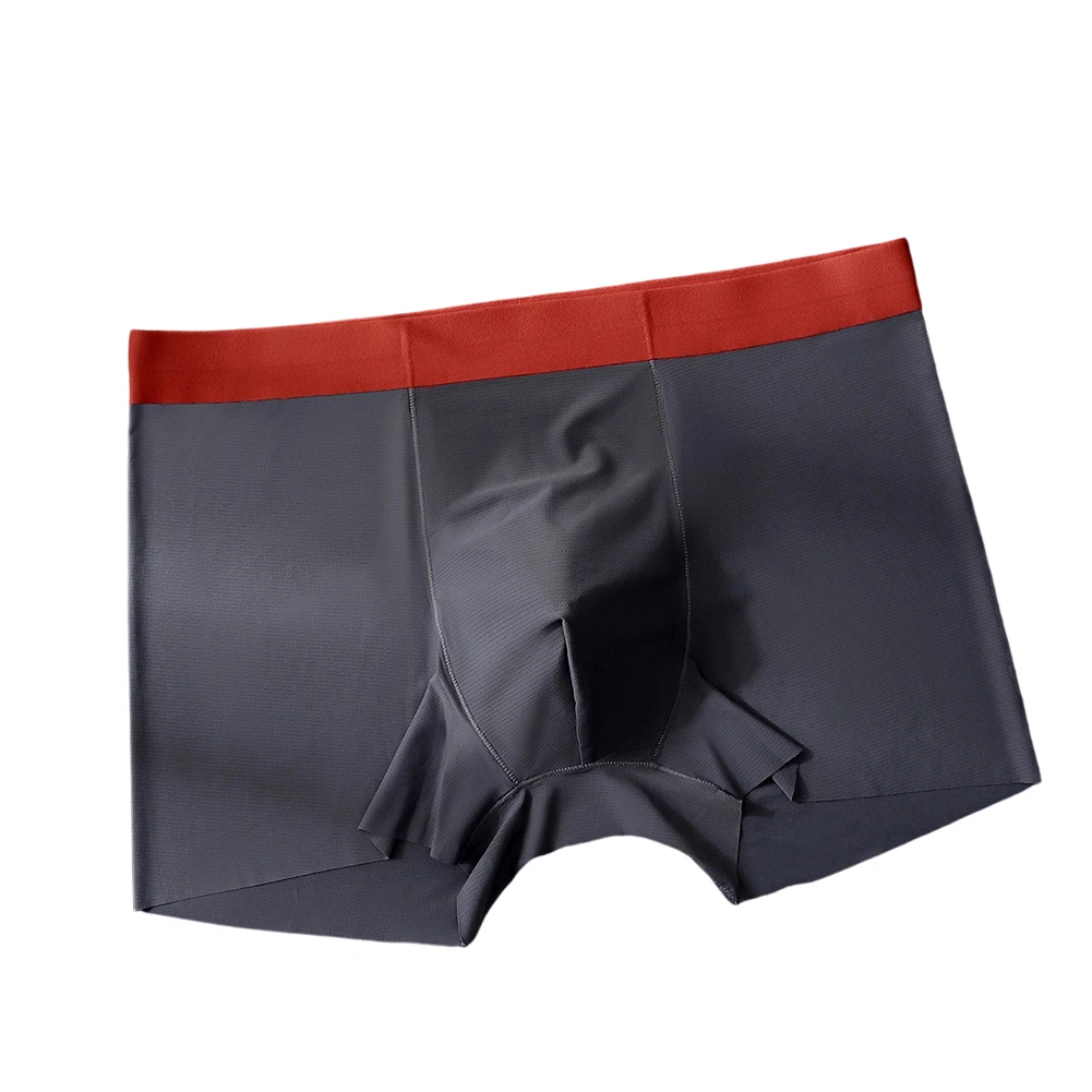 1pc Men Large Size Seamless Thin Trunks Ice Silk Underwear Panties U Convex Bulge Pouch Boxer Shorts Breathable Tight-fitting