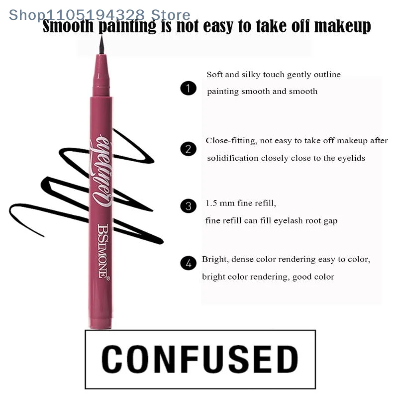 [MP]BSIMONE 防水ブラックアイライナーペン速乾性長持ちマットスムーズ簡単に着色できるリキッドアイライナーペンメイクアップ