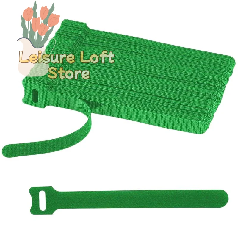 Reusable Nylon Plant Ties 50/100Pcs Adjustable Non-Slip Hook Loop Fasteners for Home Garden Climbing Plants Potted Fixing