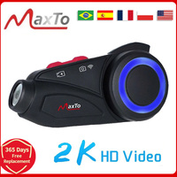 Maxto M3S Motorcycle Helmet Headset Bluetooth Intercom Waterproof  Lens WiFi 1440p Video Recorder DVR Interphone