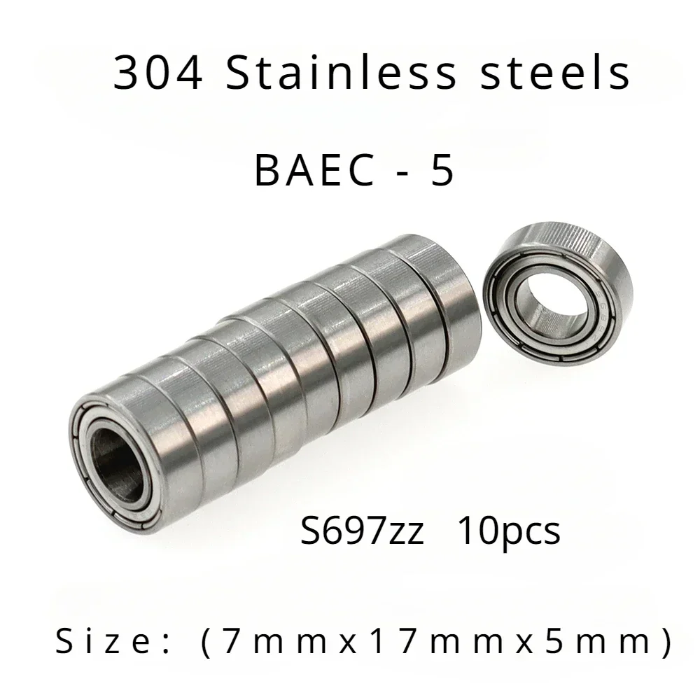 

Veekaft High Performance 304 Stainless Steels ABEC-5 Miniature Deep Groove Ball Bearings S697zz 7mmx17mmx5mm of 10pcs