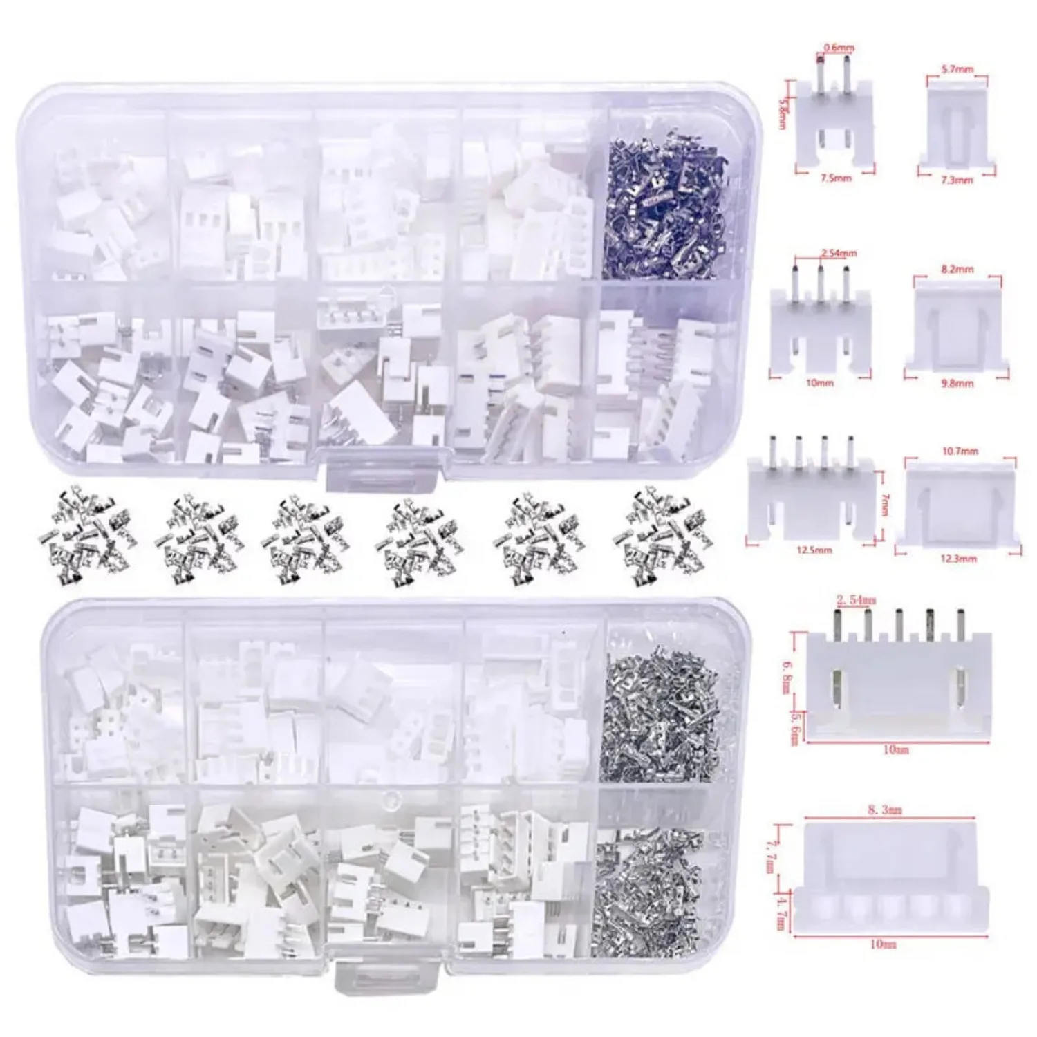 230PCS/250PCS XH2.54mm Spacing Terminal Block JST Connector 2P 3P 4P 5P Durable Electronic Component for Circuit Board
