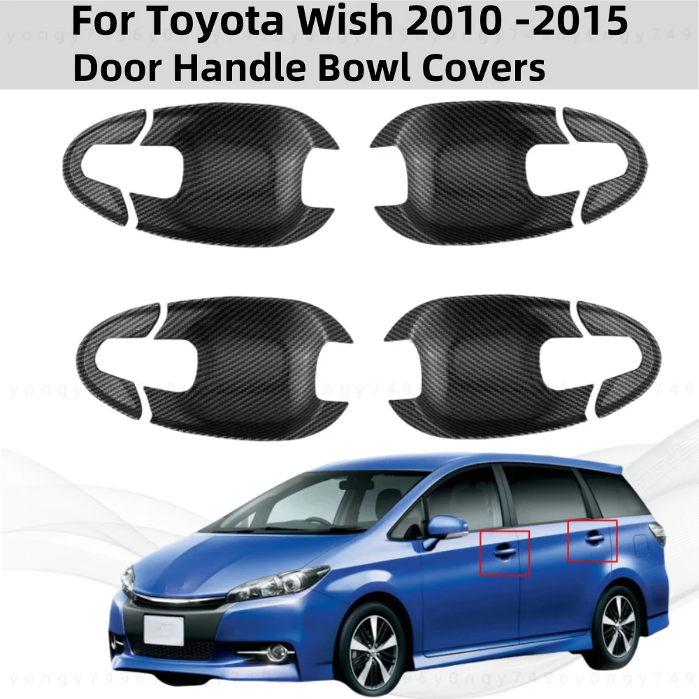 

Gloss Carbon Car Accessories Chrome Door Handle Bowl Covers Trim Paste Style For Toyota Wish 2010 2011 2012 2013 2014 2015