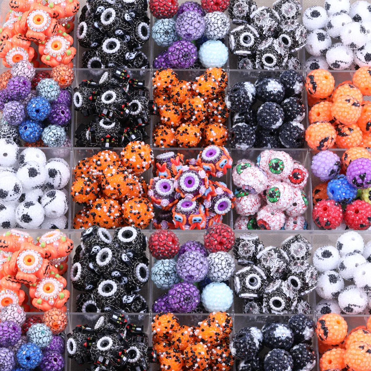2pcs Halloween Multi Shapes Resin Rhinestone Ball Beads For DIY Jewelry Making Beadable Pen Bracelet Keychain Handmade Supplies