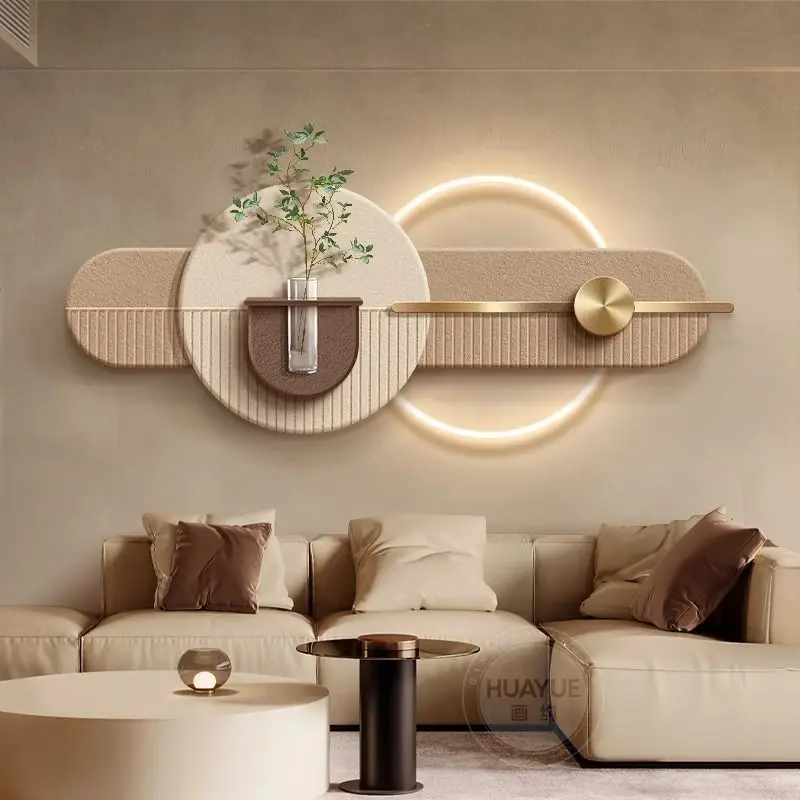 Hydroponic Green Plants Living Room Decoration Paintings, New Light Luxury Sofa Background Wall Paintings, High-End Sandstone