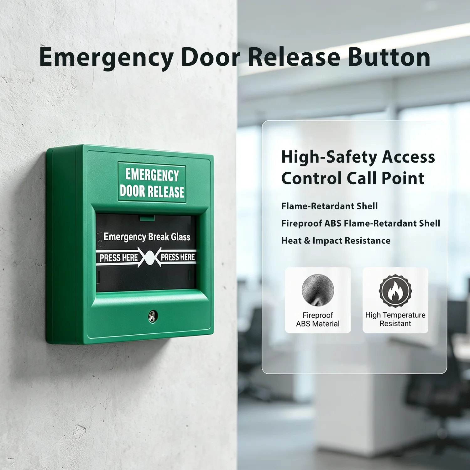 Fire Emergency Button Fire Alarm Break Glass Release Switch DC12-30V for Public Facility Fire-fighting Exit Door Safety System
