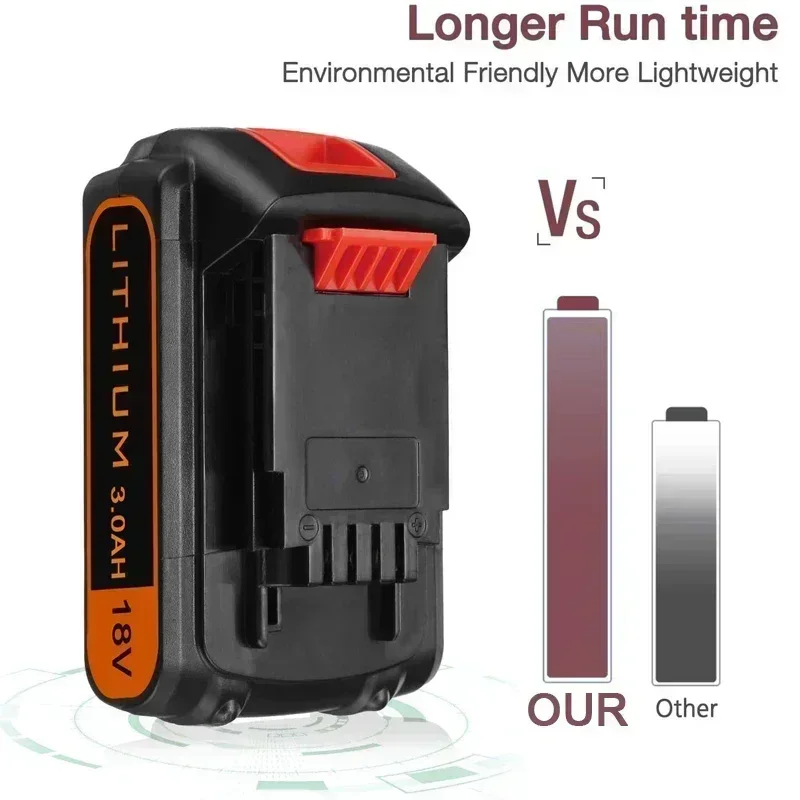 Náhradní baterie 18V 2,0Ah 3,0Ah BL2018 pro Black & Decker 20V Max Lithium kompatibilní s akumulátorovým nářadím A++ - náhled 3
