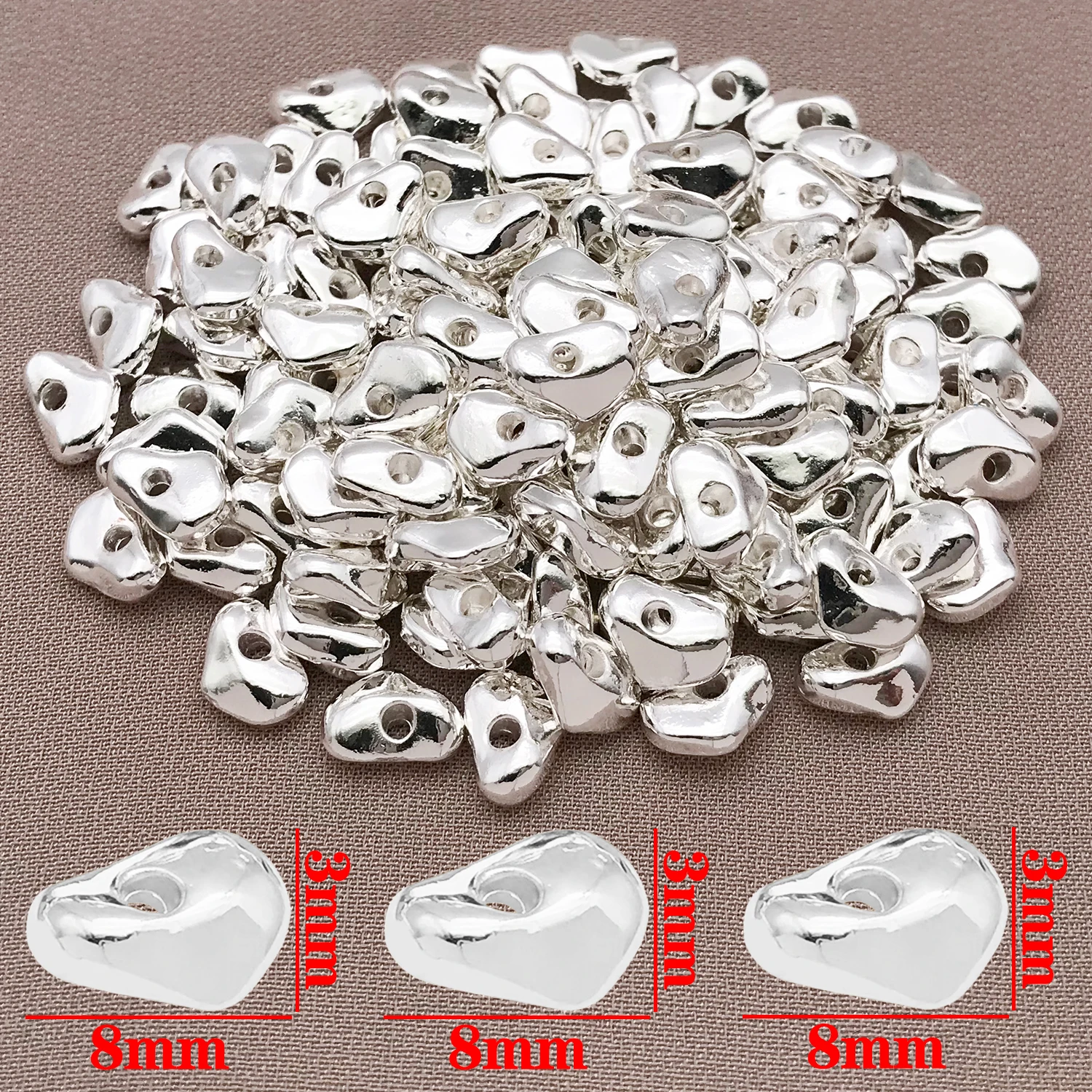 Gemischte 5/10 Stück 18K Kupferbeschichtete Echtgold-Dick-Silberne Unregelmäßige Gebrochene Silber-Abstandsperlen, DIY Schmuckherstellungszubehör