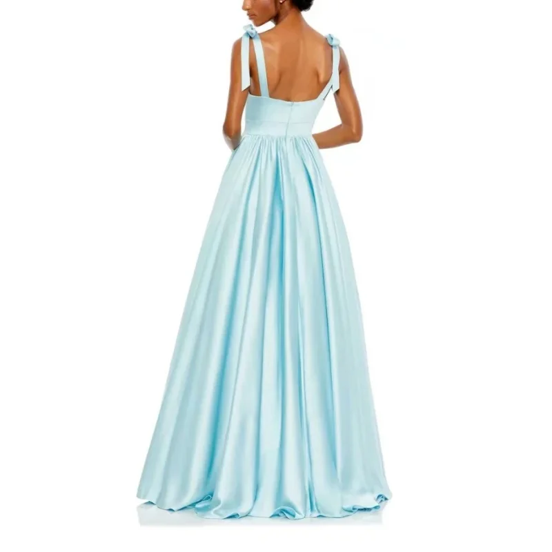 Sexy Halter Sleeveless Satin In Exquisite Pleated Backless Floor-Length Evening Dress Cocktail Dress Ball Dress