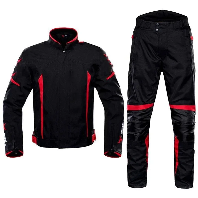 Four Seasons Detachable Motorcycle Cycling Suit Set Anti-drop Breathable Racing Jackets Off road Riding Pants Men Keep Warm