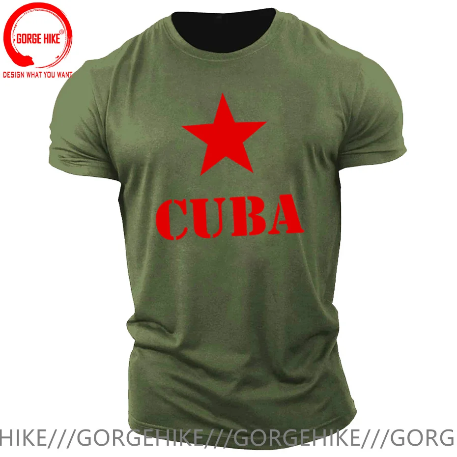 Vintage Cuban Tshirt Homme 2023 Red New Star Cuba T-Shirt Revolution Fidel Castro Che Guevara Print T Shirt Men Clothing Camisas