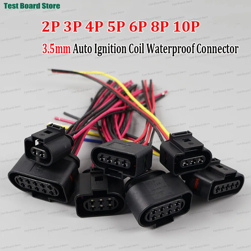 2pcs/lot 2Pin 3Pin 4Pin 5Pin 6Pin 8Pin 10Pin 3.5mm Auto Ignition Coil Waterproof Connector Horn Sensor plug with cable For VW