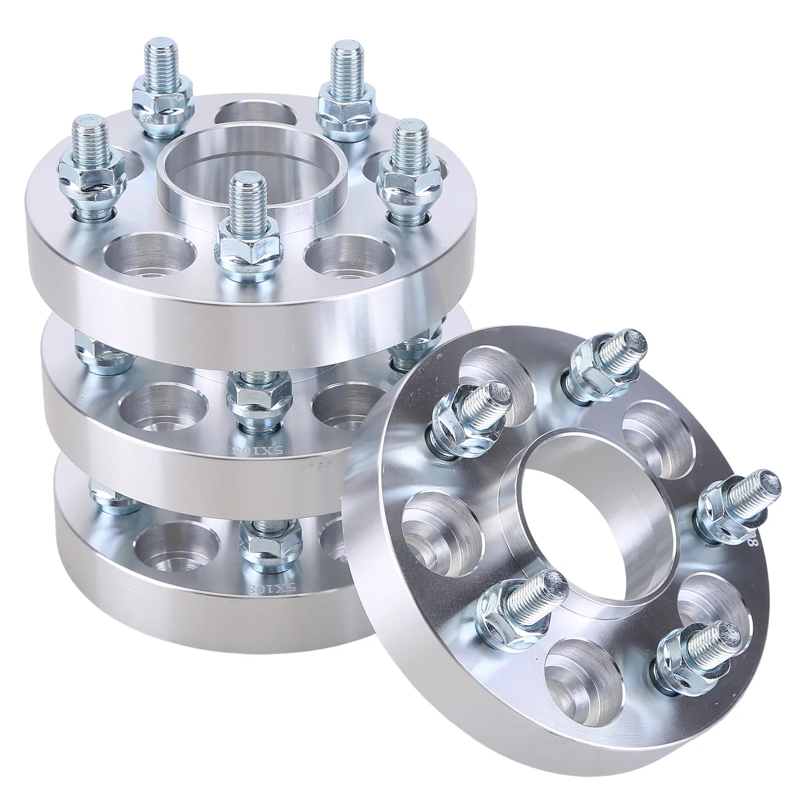 

4pcs silver 1-inch flange 25mm wheel adapter 5x108 wheel gasket 63.4mm center hole 12x1.5 bolt with steps suitable for Escape