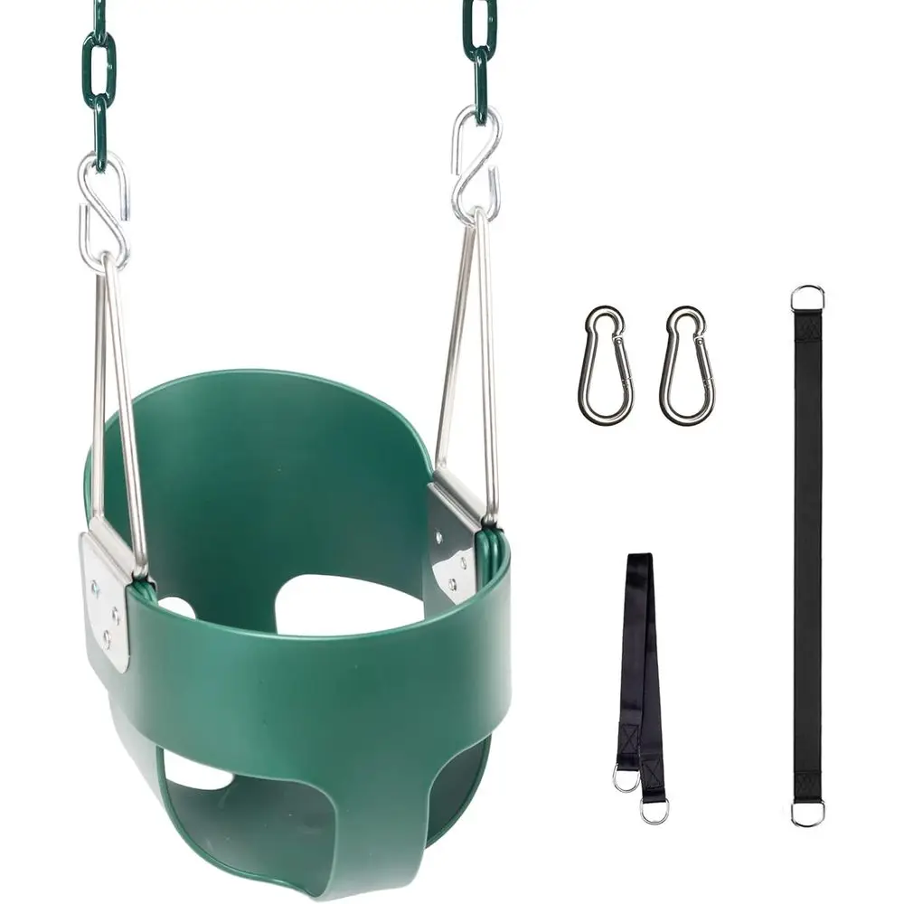 

Toddler Swing, 59" Coated Heavy-Duty Iron Chains Baby Swing Outdoor, High Back ull Bucket Inant Swing Seat with Tree Straps or S