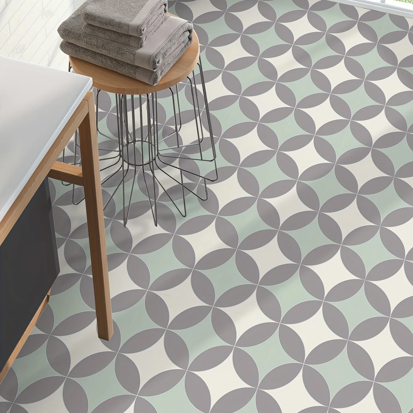 9PCS Printed Matte Thickened Waterproof Decal Vinyl Easy to Paste Removable Simple Home Living Room Kitchen Tile Stickers Floor