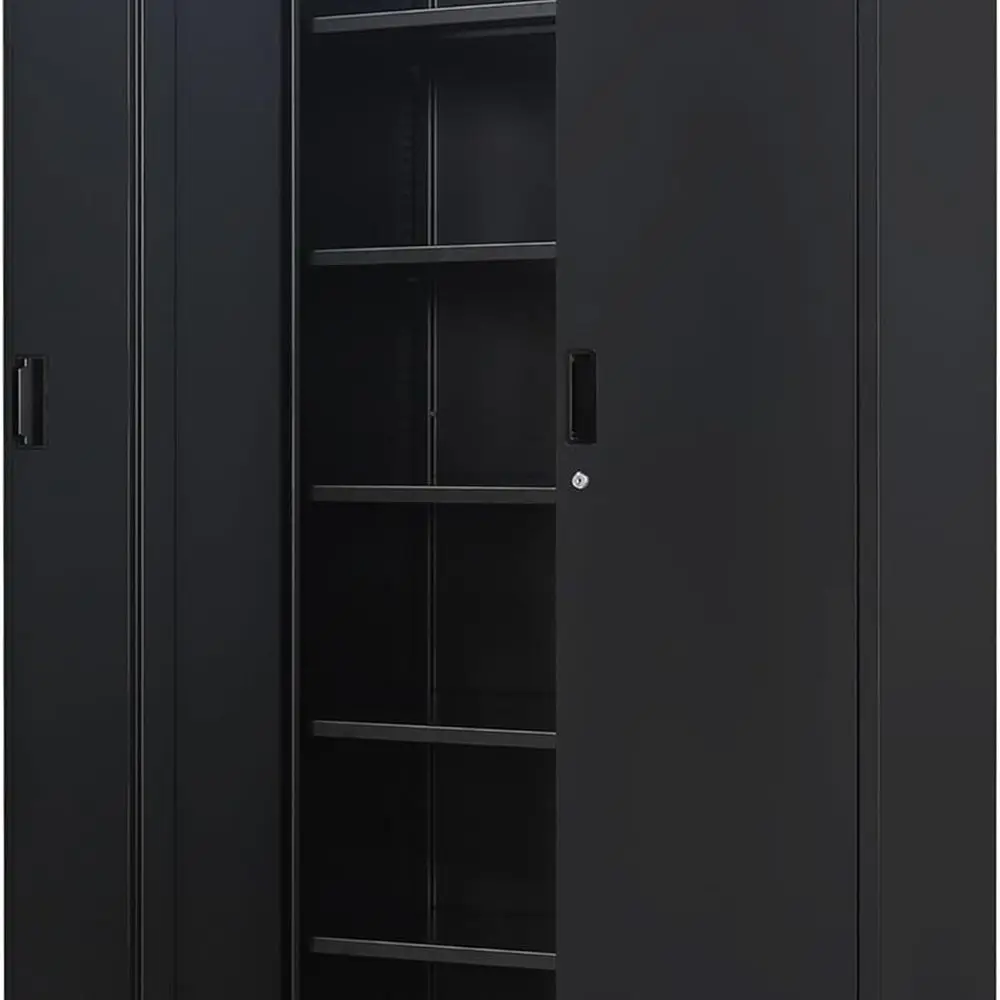 

Металлический шкаф для хранения, шкаф для хранения с замком H 71 дюйм и 5 регулируемыми полками, металлические шкафы для гаража, офиса, дома, класса