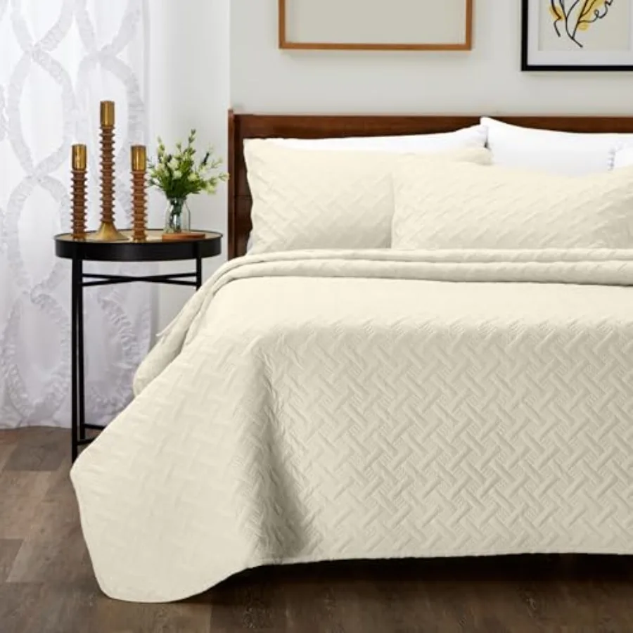 

Комплект из 3 предметов из бамбукового волокна URY - Ультрамягкое покрывало-плед - Классическое плетение - Включает покрывало и 2 наволочки King/C - Размер King/C